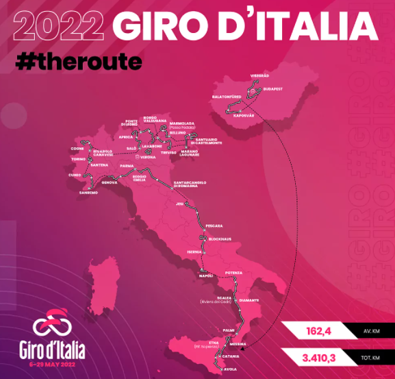 ¡Oficial! Giro de Italia 2022 terminará en Verona con una contrarreloj individual