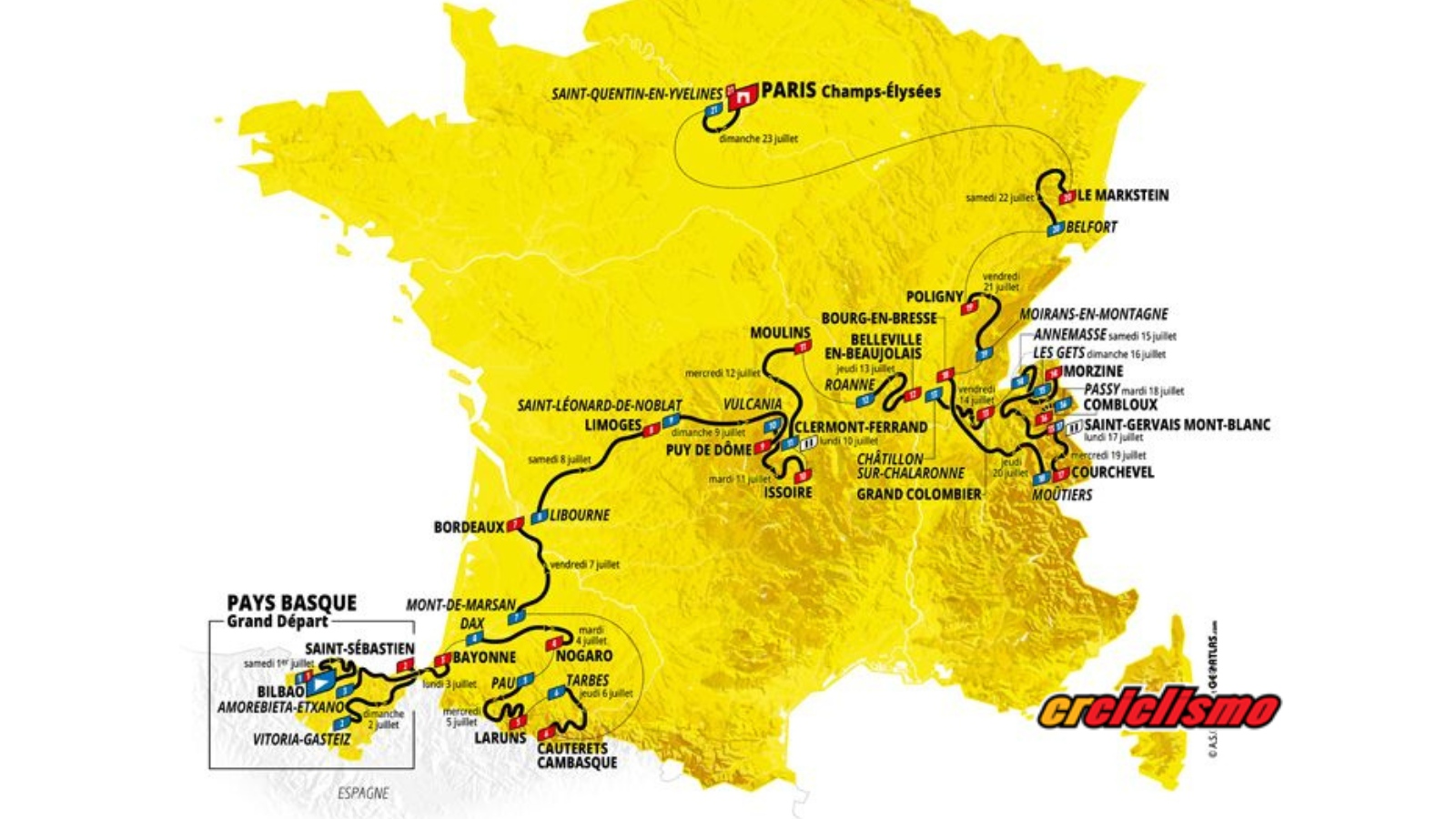 Mucha montaña y una sola contrarreloj, así será el recorrido del T. Francia 2023.